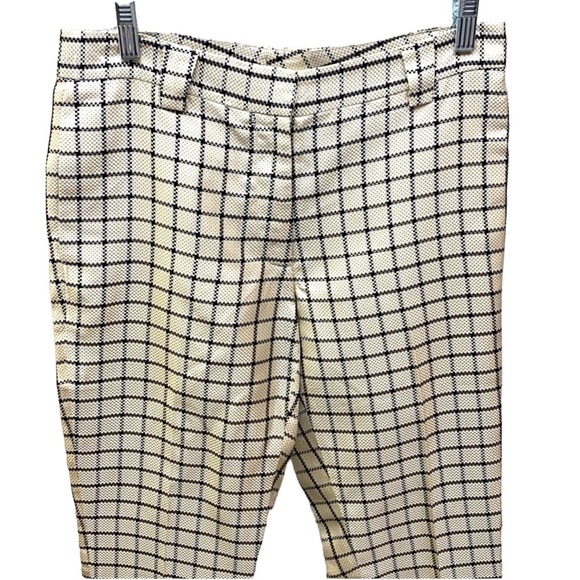 Cynthia Rowley Silk Cream & Black Windowpane Pants - Picture 3 of 5